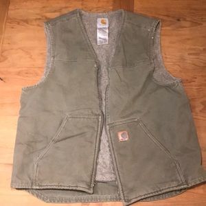 Carhartt vest fleece lining olive drab zip up